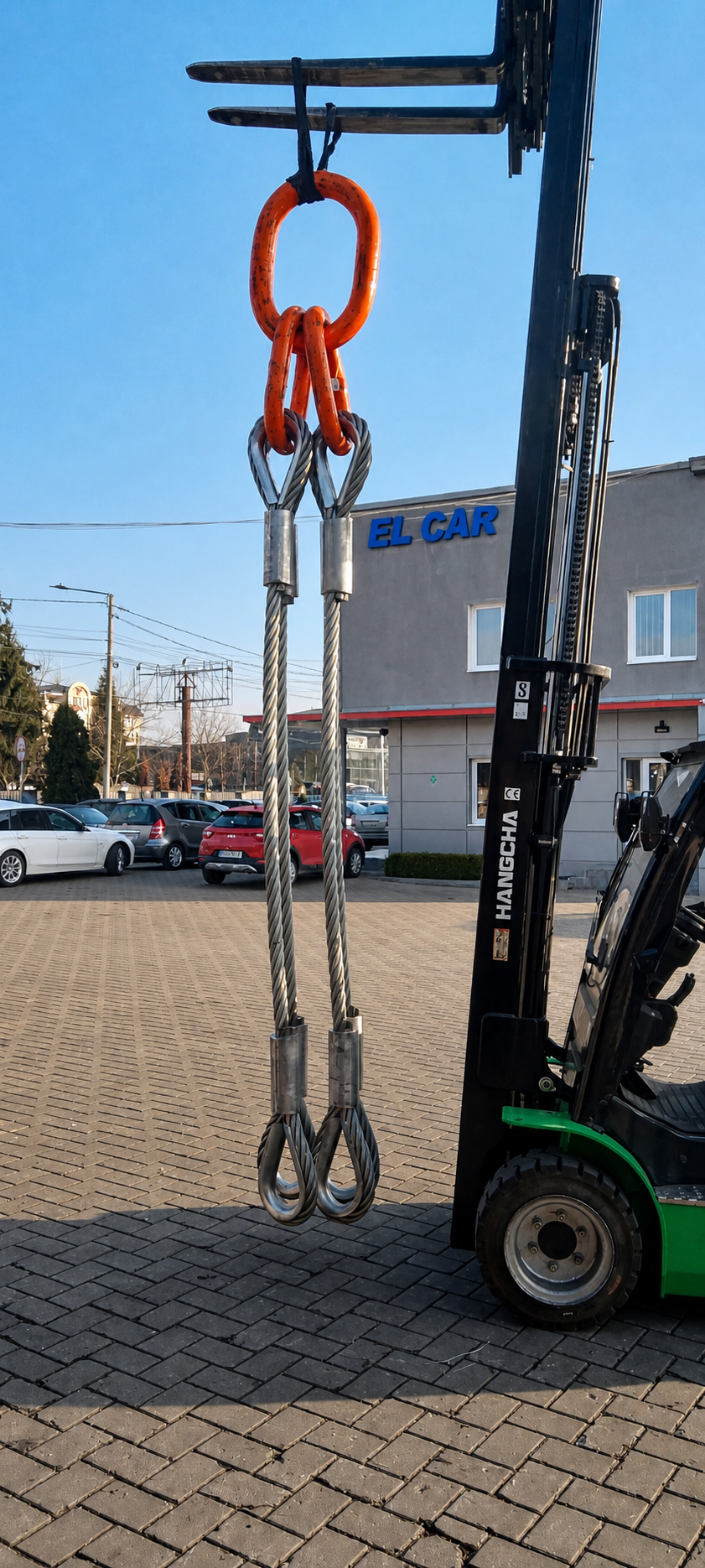 Dispozitiv de ridicare din cablu de oțel cu diametrul de 56 mm, în curtea El-Car